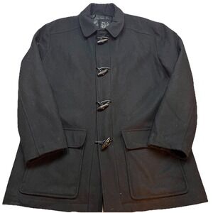 Jos A Bank Mens XL Quilted Duffle Coat Toggle Full Zip Jacket Coat Black Wool